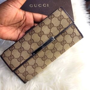 ✨️🤎 GUCCI canvas long wallet with BOX ✨️🤎